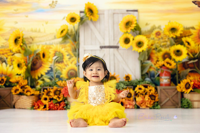 Fall Sunflower Farm Door - HSD Photography Backdrops