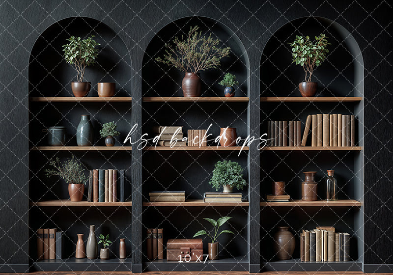 Arched Black Bookcase (sweep options) - HSD Photography Backdrops