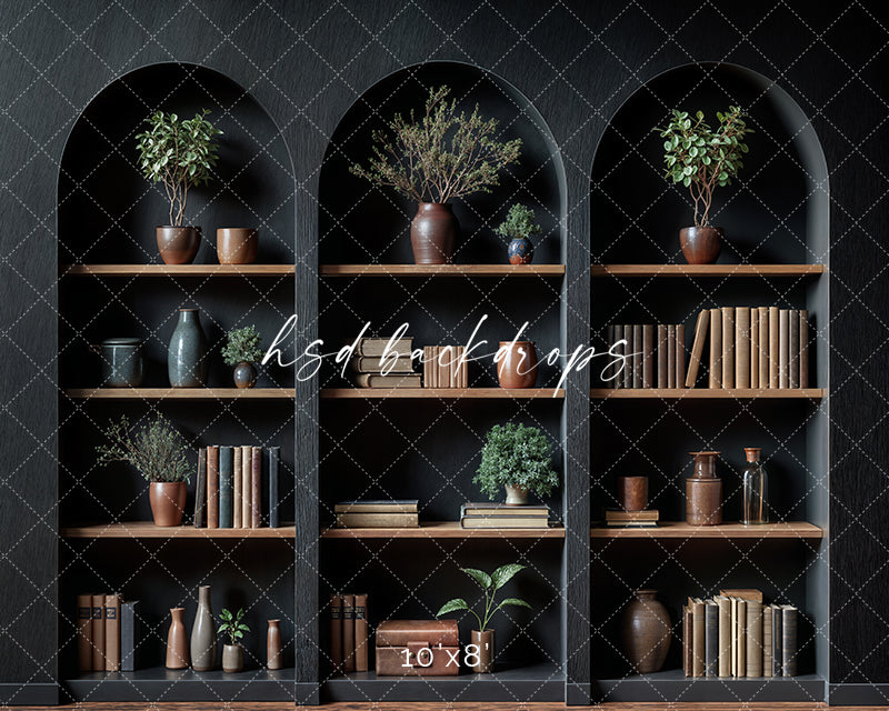 Arched Black Bookcase (sweep options) - HSD Photography Backdrops