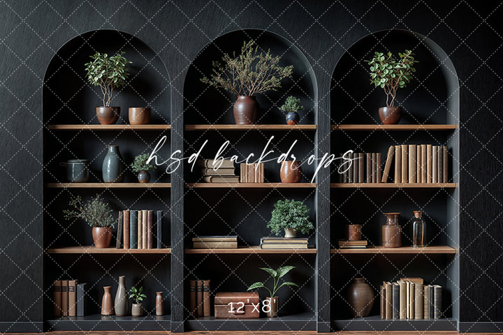 Arched Black Bookcase (sweep options) - HSD Photography Backdrops