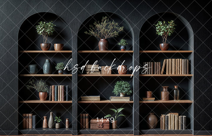 Arched Black Bookcase (sweep options) - HSD Photography Backdrops