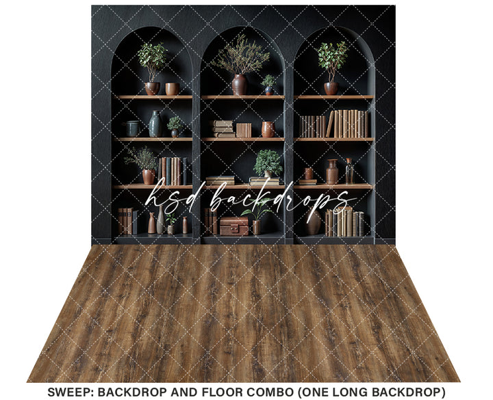 Arched Black Bookcase (sweep options) - HSD Photography Backdrops
