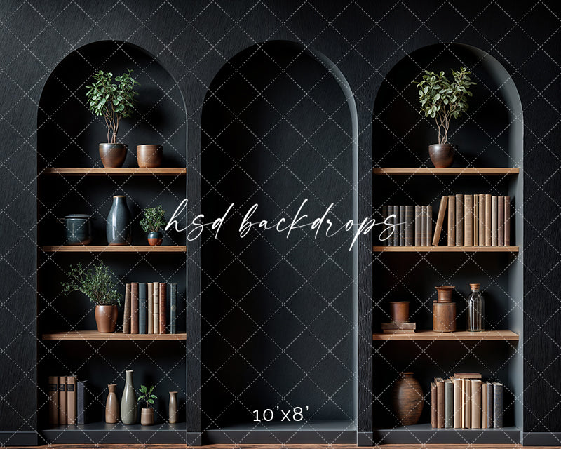 Arched Black Bookshelf Wall (sweep options) - HSD Photography Backdrops