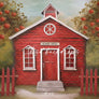 Vintage Red School House Back to School Backdrop for Photography