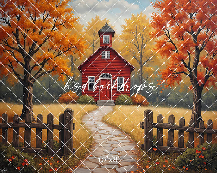 Autumn Schoolhouse Lane (sweep options)