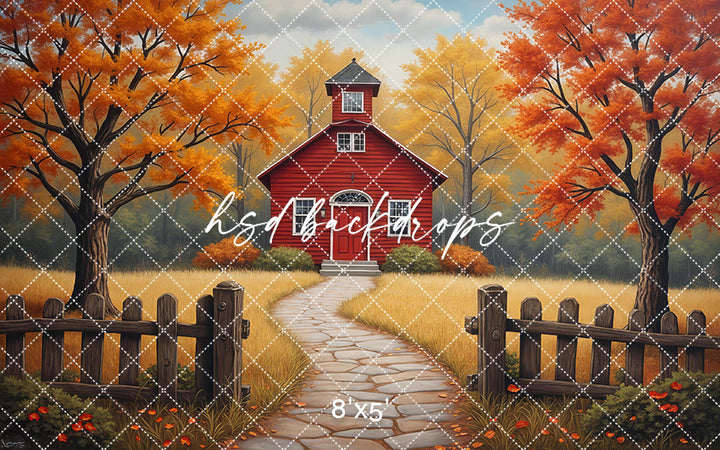 Autumn Schoolhouse Lane (sweep options)