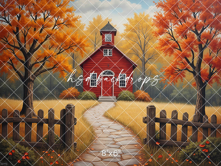 Autumn Schoolhouse Lane (sweep options)
