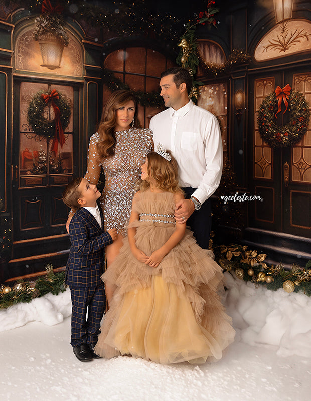 Downtown Christmas Storefront (sweep options) - HSD Photography Backdrops
