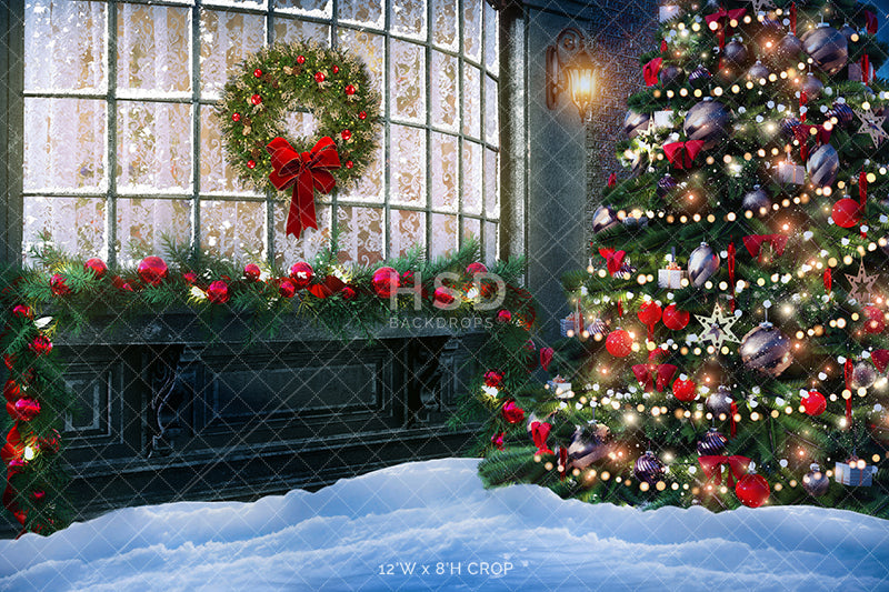 Decorated Christmas Window - HSD Photography Backdrops