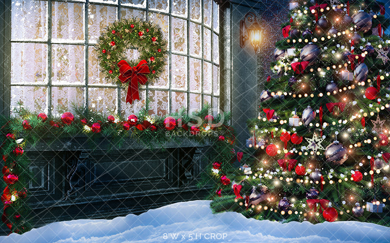 Decorated Christmas Window - HSD Photography Backdrops