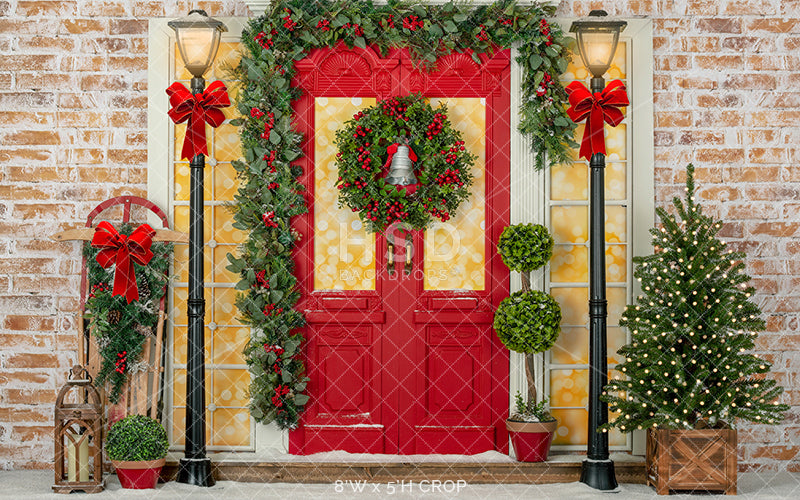 Decorated Christmas Door - HSD Photography Backdrops