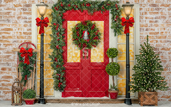 Decorated Christmas Door - HSD Photography Backdrops