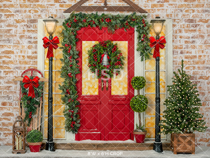 Decorated Christmas Door - HSD Photography Backdrops