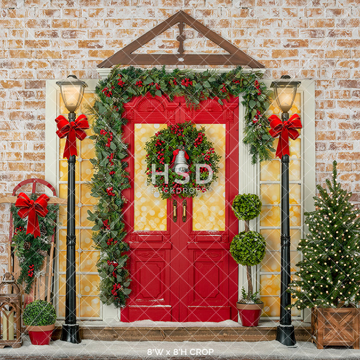 Decorated Christmas Door - HSD Photography Backdrops