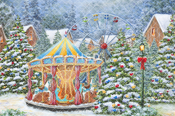 Christmas Vllage Carousel - HSD Photography Backdrops