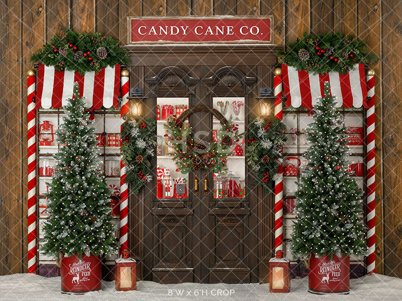 Christmas Candy Shop Photo Backdrop for photoshoot