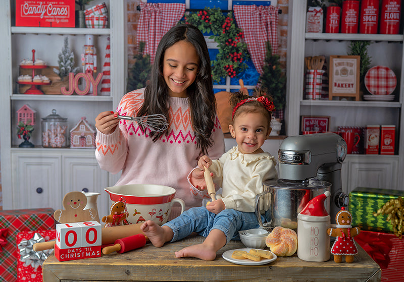 Christmas Kitchen Backdrop for Christmas Baking Photography