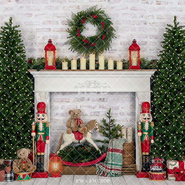 Merry & Bright Christmas Fireplace - HSD Photography Backdrops