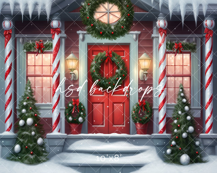 Candy Cane Columns Cottage (sweep options) - HSD Photography Backdrops