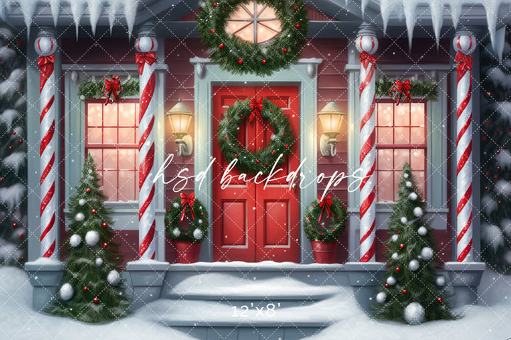 Candy Cane Columns Cottage (sweep options) - HSD Photography Backdrops