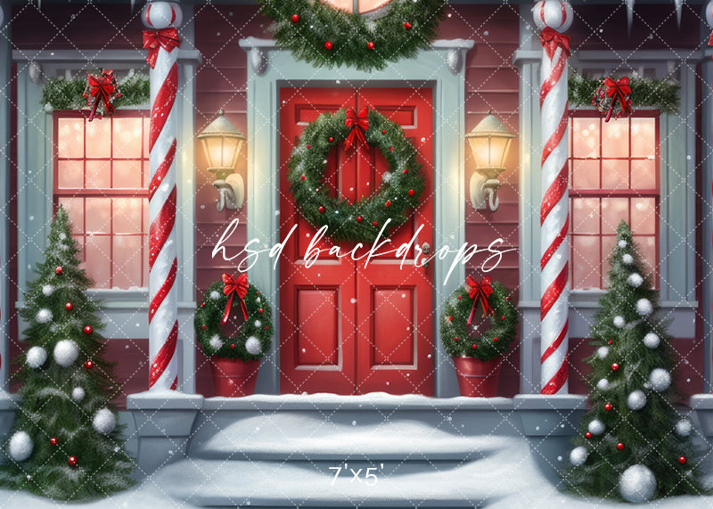 Candy Cane Columns Cottage (sweep options) - HSD Photography Backdrops