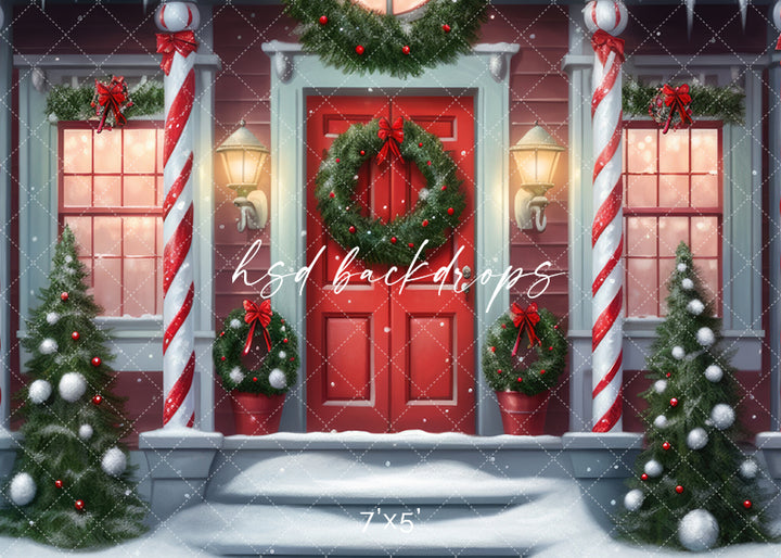 Candy Cane Columns Cottage (sweep options) - HSD Photography Backdrops