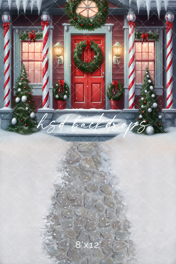 Candy Cane Columns Cottage (sweep options) - HSD Photography Backdrops