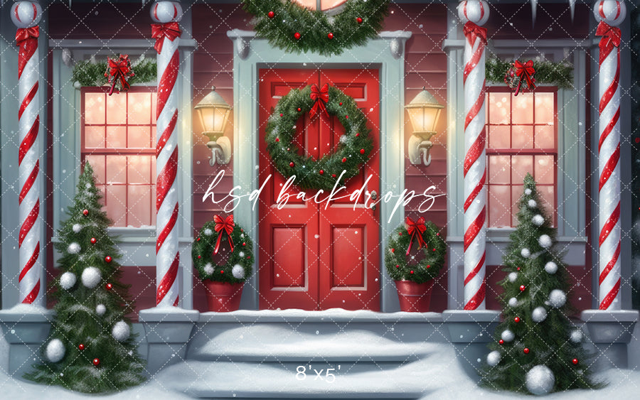 Candy Cane Columns Cottage (sweep options) - HSD Photography Backdrops