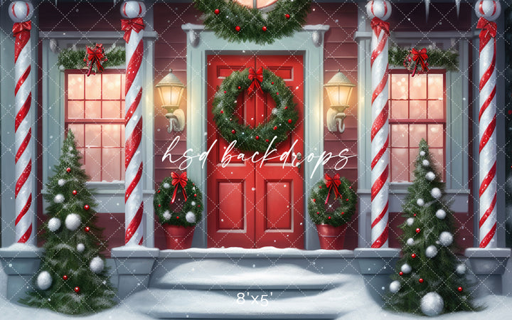 Candy Cane Columns Cottage (sweep options) - HSD Photography Backdrops