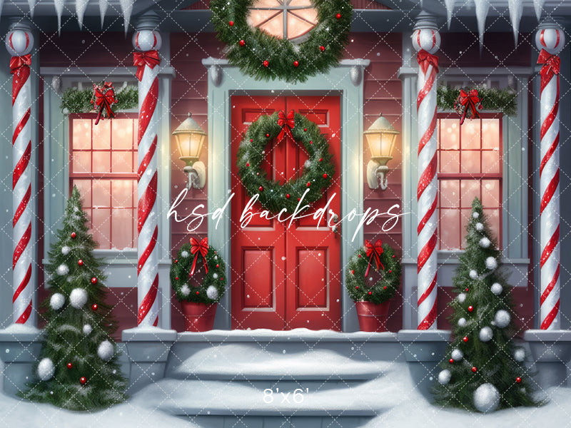 Candy Cane Columns Cottage (sweep options) - HSD Photography Backdrops