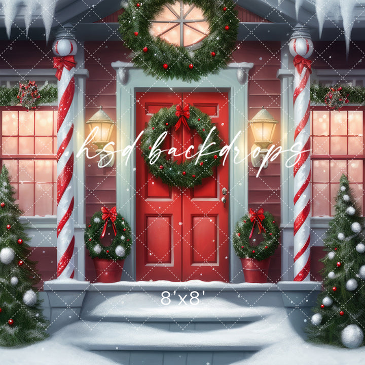 Candy Cane Columns Cottage (sweep options) - HSD Photography Backdrops
