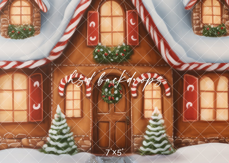 Christmas Gingerbread House Backdrop for Photography