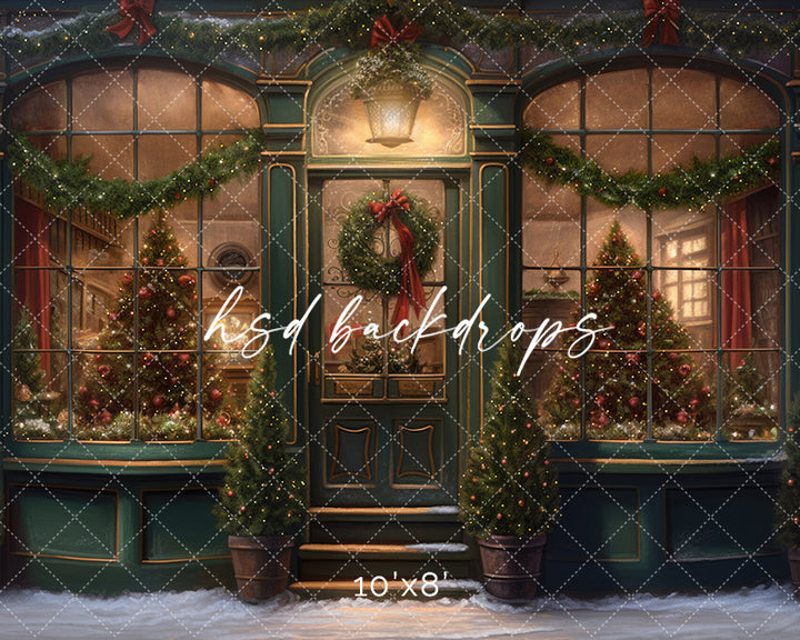 Victorian Christmas Storefront (sweep options) - HSD Photography Backdrops