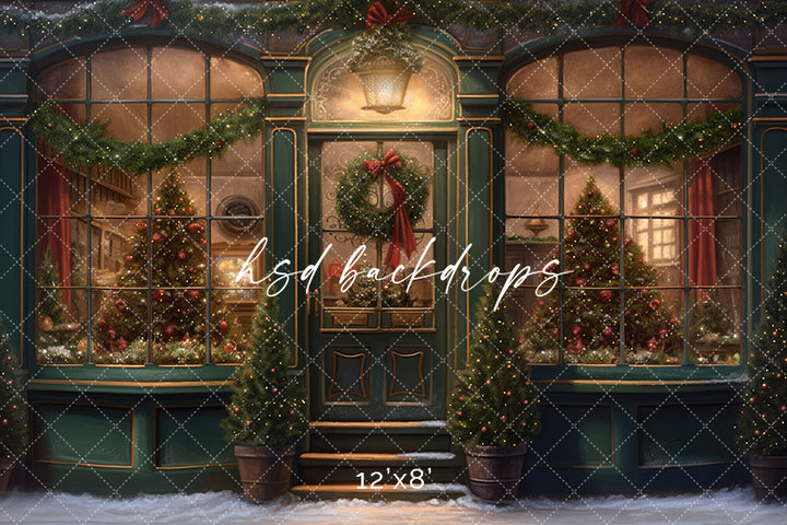 Victorian Christmas Storefront (sweep options) - HSD Photography Backdrops