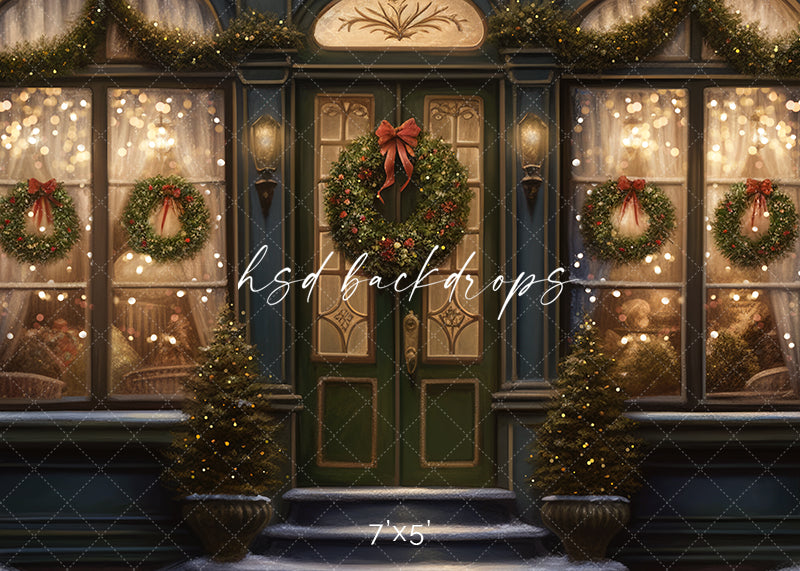 Downtown Christmas Storefront (sweep options) - HSD Photography Backdrops