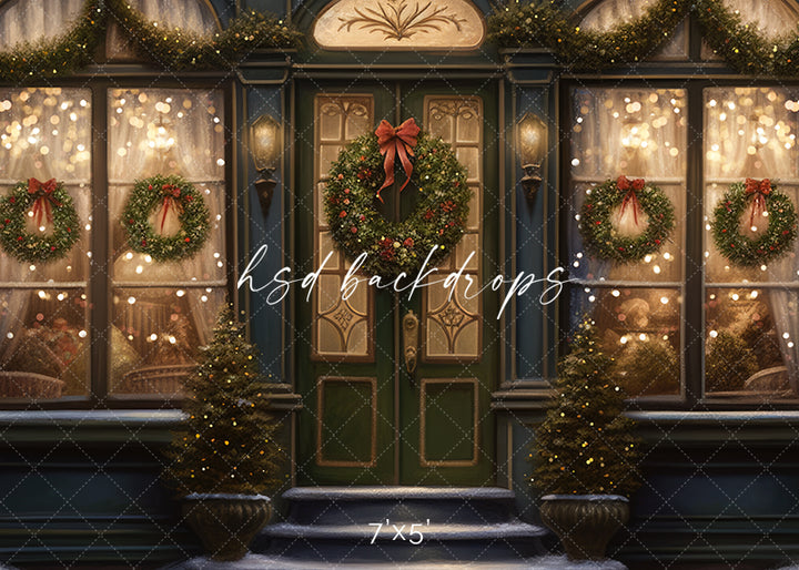 Downtown Christmas Storefront (sweep options) - HSD Photography Backdrops