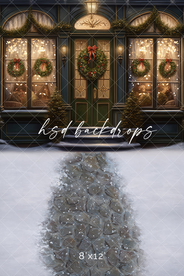 Downtown Christmas Storefront (sweep options) - HSD Photography Backdrops