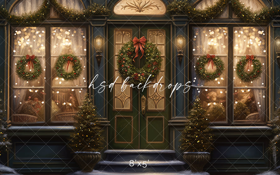 Downtown Christmas Storefront (sweep options) - HSD Photography Backdrops