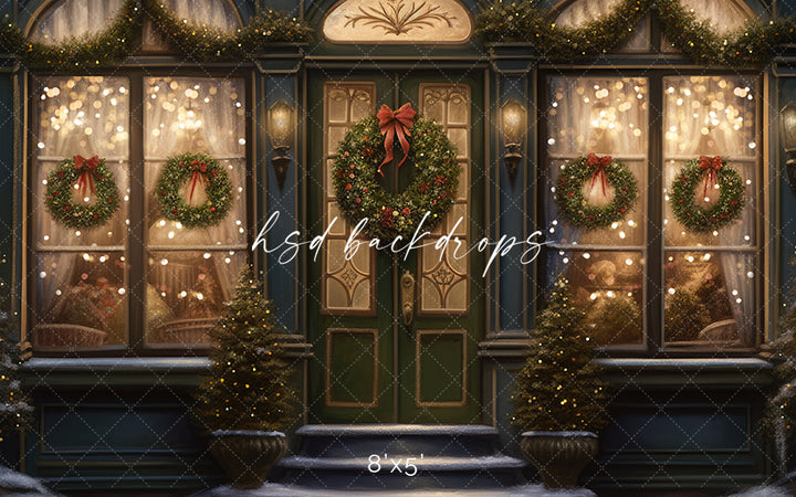 Downtown Christmas Storefront (sweep options) - HSD Photography Backdrops