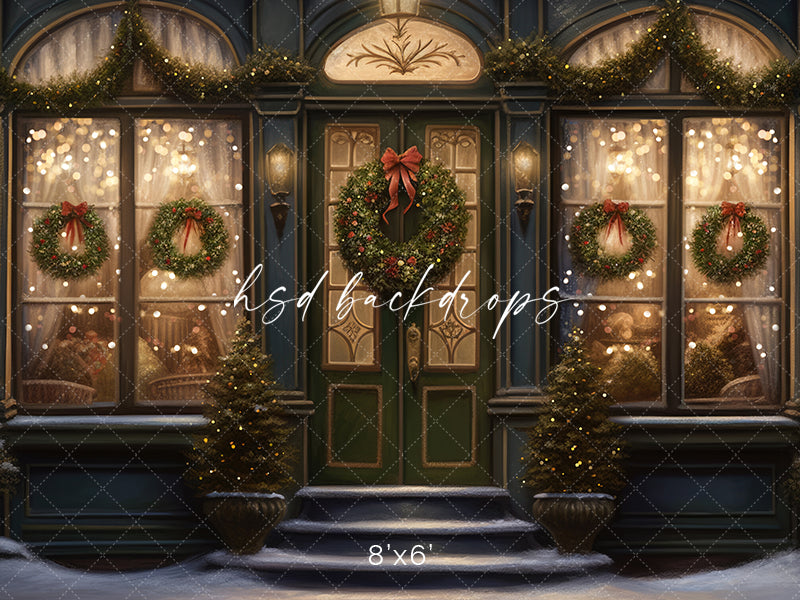 Downtown Christmas Storefront (sweep options) - HSD Photography Backdrops