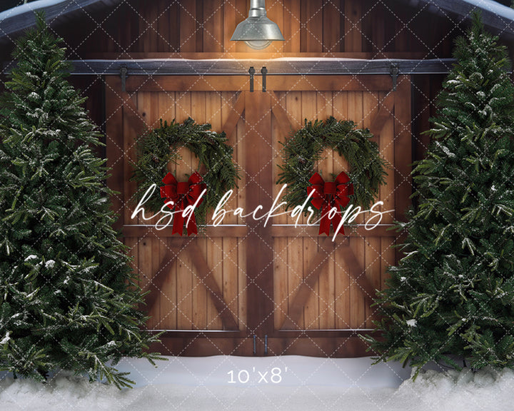 Christmas Tree Farm Barn Doors - HSD Photography Backdrops