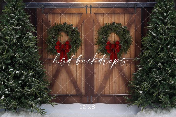 Christmas Tree Farm Barn Doors - HSD Photography Backdrops