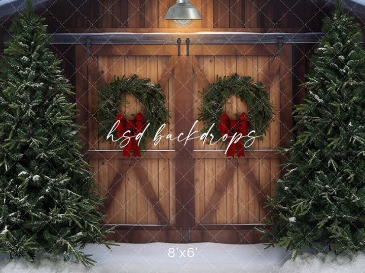 Christmas Tree Farm Barn Doors - HSD Photography Backdrops