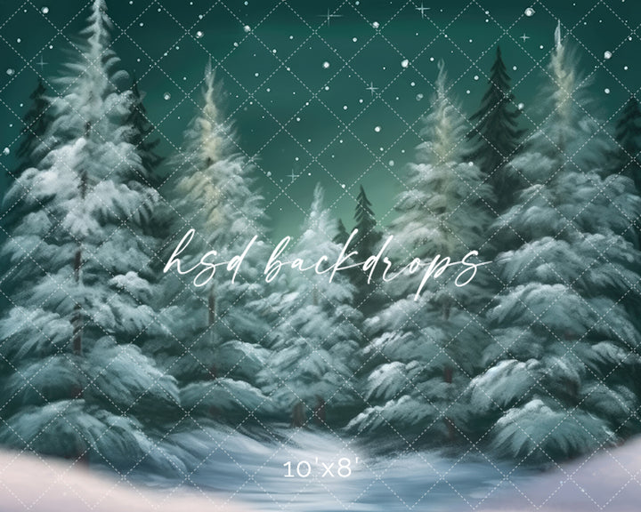 Snowy Spruce Forest - HSD Photography Backdrops