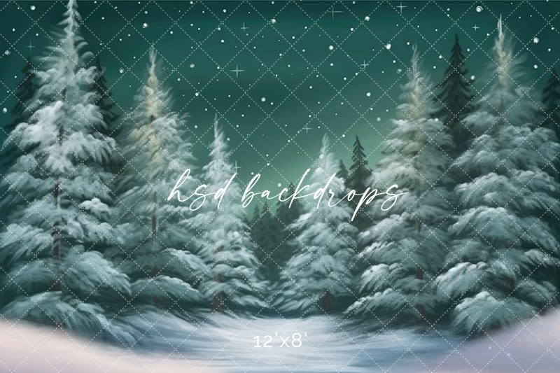 Snowy Spruce Forest - HSD Photography Backdrops