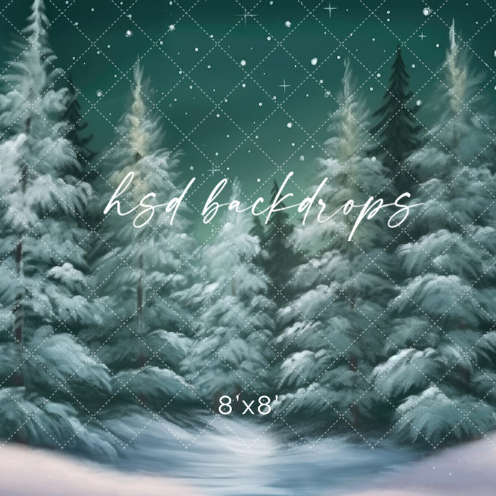Snowy Spruce Forest - HSD Photography Backdrops