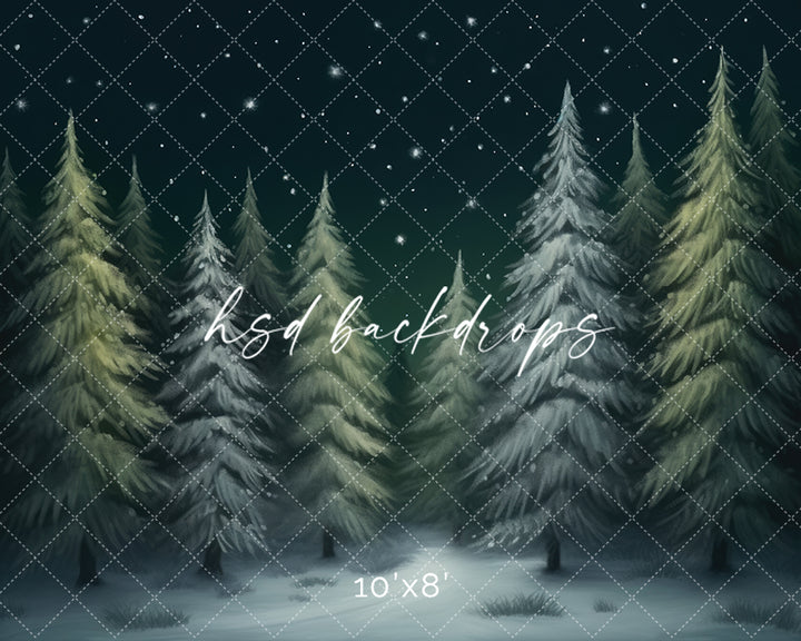 Snowy Winter Pine - HSD Photography Backdrops