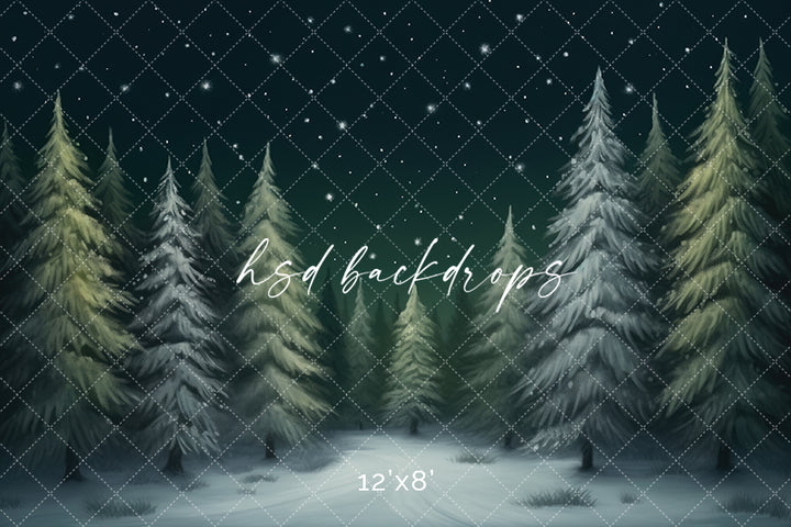 Snowy Winter Pine - HSD Photography Backdrops