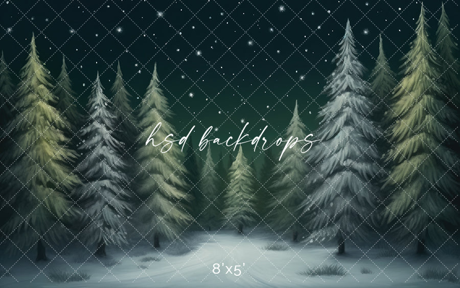 Snowy Winter Pine - HSD Photography Backdrops