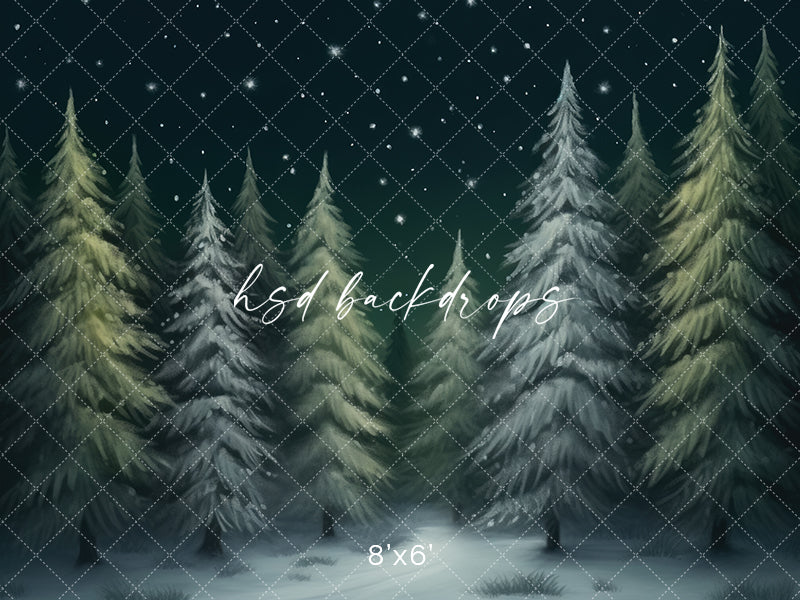 Snowy Winter Pine - HSD Photography Backdrops